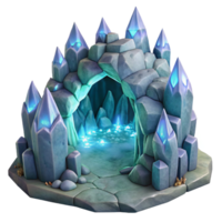 beautiful vintage A crystal cave with intricate ice formations, glowing crystals, ethereal lighting, otherworldly atmosphere exclusive png