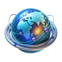 serene artistic A holographic projection of the Earth, rotating slowly, data streams flowing around it, futuristic style genuine png