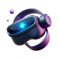 stunning vintage A virtual reality headset floating in a dark void, glowing with an inner light, surreal style high quality png