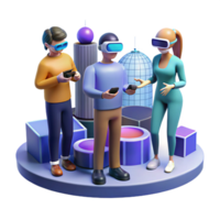 impressive modern A group of people wearing augmented reality glasses, interacting with virtual objects, urban setting, futuristic style original png