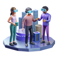 extraordinary modern A group of people wearing augmented reality glasses, interacting with virtual objects, urban setting, futuristic style genuine png