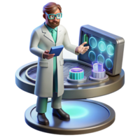 impressive vintage A scientist working on a futuristic interface, holographic displays, laboratory setting, cinematic lighting authentic png