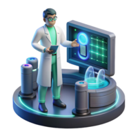 wonderful modern A scientist working on a futuristic interface, holographic displays, laboratory setting, cinematic lighting detailed png