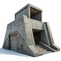 impressive creative A Brutalist concrete bunker, stark geometric forms, heavy shadows, overcast sky, cold war era high quality png