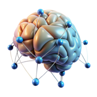 beautiful artistic A human brain connected to a network of wires, glowing with energy, cyberpunk style high quality png
