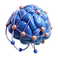 serene minimalist A human brain connected to a network of wires, glowing with energy, cyberpunk style professional png