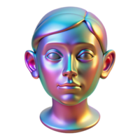 wonderful creative A holographic projection of a human face, glitching and distorting, dark background authentic png