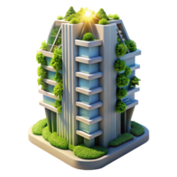 elegant creative A skyscraper made of living plants, vertical gardens, sustainable design, bright sunlight, futuristic architecture high quality png