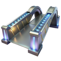 elegant artistic A futuristic bridge, sleek metallic structure, glowing lights, spanning a vast chasm, science fiction style genuine png
