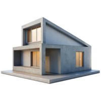 wonderful artistic A minimalist concrete house, simple geometric forms, large windows, natural light, serene atmosphere high resolution png