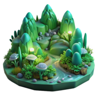 vibrant modern A lush, green valley teeming with bioluminescent flora, illuminated by moonlight, in a hyperrealistic style with intricate detail high resolution png