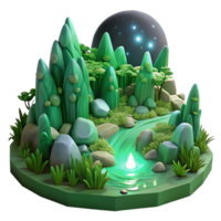 magnificent abstract A lush, green valley teeming with bioluminescent flora, illuminated by moonlight, in a hyperrealistic style with intricate detail original png