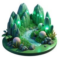 stunning creative A lush, green valley teeming with bioluminescent flora, illuminated by moonlight, in a hyperrealistic style with intricate detail high quality png