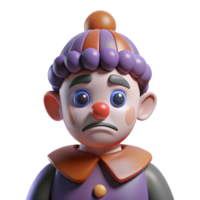 elegante rustico un' ritratto di un' malinconico clown con triste occhi, offuscare messa in luce, surreale stile 4k png