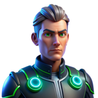 dramatic minimalist A portrait of a futuristic android with glowing circuits, neon lighting, cyberpunk style exclusive png