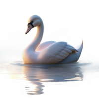 extraordinary traditional A graceful swan gliding across a still lake at dawn, mist rising from the water, captured in a serene, minimalist style with soft lighting and muted colors authentic png