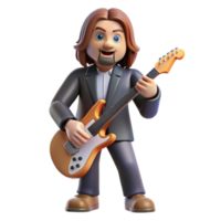 serene artistic A portrait of a charismatic rockstar with a guitar, dynamic stage lighting, concert photography style authentic png