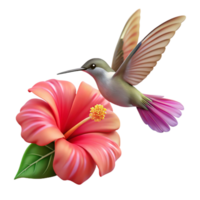 magnificent classic A tiny hummingbird hovering near a vibrant hibiscus flower, macro photography style, soft lighting genuine png