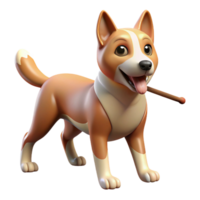 serene minimalist A loyal dog fetching a stick in a green park, bright sunlight, photorealistic style 4K png