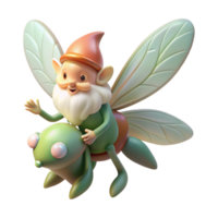 stunning abstract A whimsical gnome riding a giant firefly through a luminescent forest, soft pastel colors, Impressionist style, dappled sunlight filtering through the trees 4K png