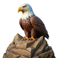magnificent contemporary A majestic bald eagle perched on a craggy cliff overlooking the ocean, dramatic lighting, realistic style professional png
