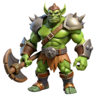 elegant abstract A fierce orc warrior wielding a massive axe, dramatic lighting, realistic style, detailed textures on the armor and skin authentic png