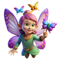 wonderful creative A mischievous pixie casting a spell on a group of butterflies, vibrant, saturated colors, Art Nouveau style, sparkling magical effects high resolution png