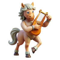 stunning artistic A wise old centaur playing a lyre in a forest clearing, warm, natural lighting, realistic style, peaceful expression authentic png