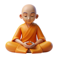 extraordinary vintage A serene monk with a shaved head and flowing orange robes, meditating, soft natural lighting, minimalist style high resolution png