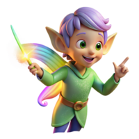 magnificent abstract A mischievous pixie casting a spell with shimmering rainbow dust, backlighting, Disney animation style detailed png