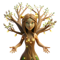 magnificent modern A serene dryad emerging from a willow tree with glowing blossoms, dappled sunlight, pre-Raphaelite style original png