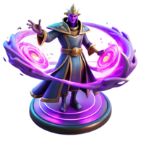 serene classic A powerful sorcerer summoning a swirling vortex of energy, vibrant neon lighting, cyberpunk style high quality png