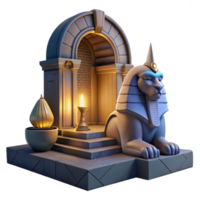 serene rustic A mysterious sphinx guarding a hidden portal, dramatic crepuscular lighting, Art Deco style high quality png