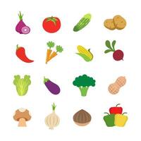 Set of different fresh vegetables isolated on white background vector