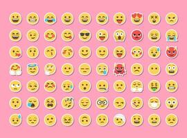 Flat emoji sticker set bundle collections with shadow cartoon style vector