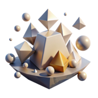 extraordinary vintage A field of geometric shapes, cubes and pyramids, floating in a zero-gravity environment, lit by a single, directional light source 4K png