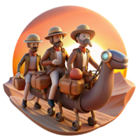 beautiful contemporary A group of steampunk explorers on a mechanical ostrich, racing across a desert landscape, illuminated by the setting sun high quality png