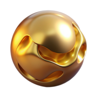 serene classic A single, perfect sphere of polished gold reflecting a distorted, fragmented landscape, under a soft, ethereal light exclusive png