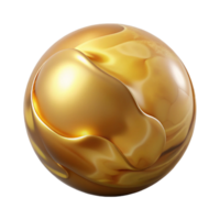 vibrant modern A single, perfect sphere of polished gold reflecting a distorted, fragmented landscape, under a soft, ethereal light detailed png