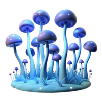 beautiful modern A field of tall, slender, bioluminescent fungi glowing in the dark, under a moonlit sky authentic png