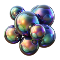 extraordinary classic A cluster of iridescent soap bubbles floating in a dark void, reflecting distorted images of abstract patterns genuine png
