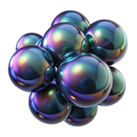 elegant rustic A cluster of iridescent soap bubbles floating in a dark void, reflecting distorted images of abstract patterns high quality png