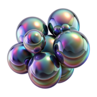serene artistic A cluster of iridescent soap bubbles floating in a dark void, reflecting distorted images of abstract patterns genuine png