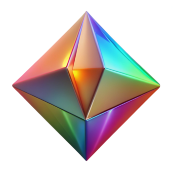 elegante moderno un' campo di galleggiante, geometrico prismi, rifrangente leggero in un' spettro di colori, con affilato, definito bordi e un' minimalista estetico alto risoluzione png