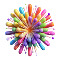 serene minimalist A dynamic explosion of colorful particles, resembling fireworks, with a high-energy composition and a celebratory atmosphere high quality png