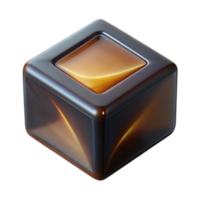 vibrant contemporary A single, levitating cube of polished onyx, emitting a subtle, internal glow, with sharp, defined edges and a minimalist aesthetic high quality png
