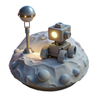 extraordinary rustic A lone, robotic probe, exploring the surface of a desolate, icy planet, illuminated by the faint light of a distant star. Photorealistic, minimalist style 4K png