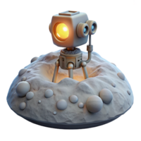vibrant contemporary A lone, robotic probe, exploring the surface of a desolate, icy planet, illuminated by the faint light of a distant star. Photorealistic, minimalist style exclusive png