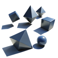 stunning vintage A field of floating, geometric solids, casting long, dramatic shadows, under a single, directional light source genuine png