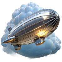 stunning abstract A sleek steampunk airship, silver and chrome, soaring through a cloudy sky, lit by a bright sun, art deco style 4K png